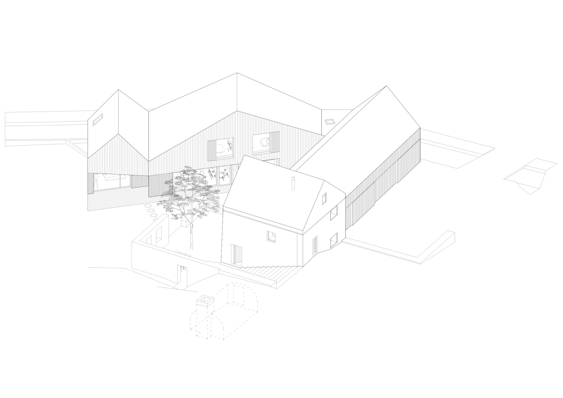 Nový dom so starým mlynom, Opatová - priestorová schéma